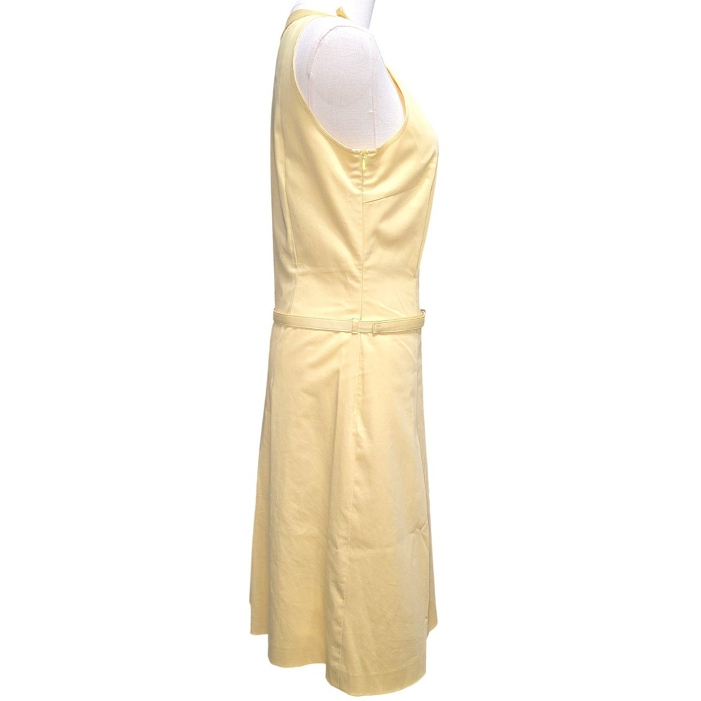 TED BAKER NWOT pale Yellow Sleeveless Knee Length Dress with Belt spring Size 2 - Picture 8 of 9